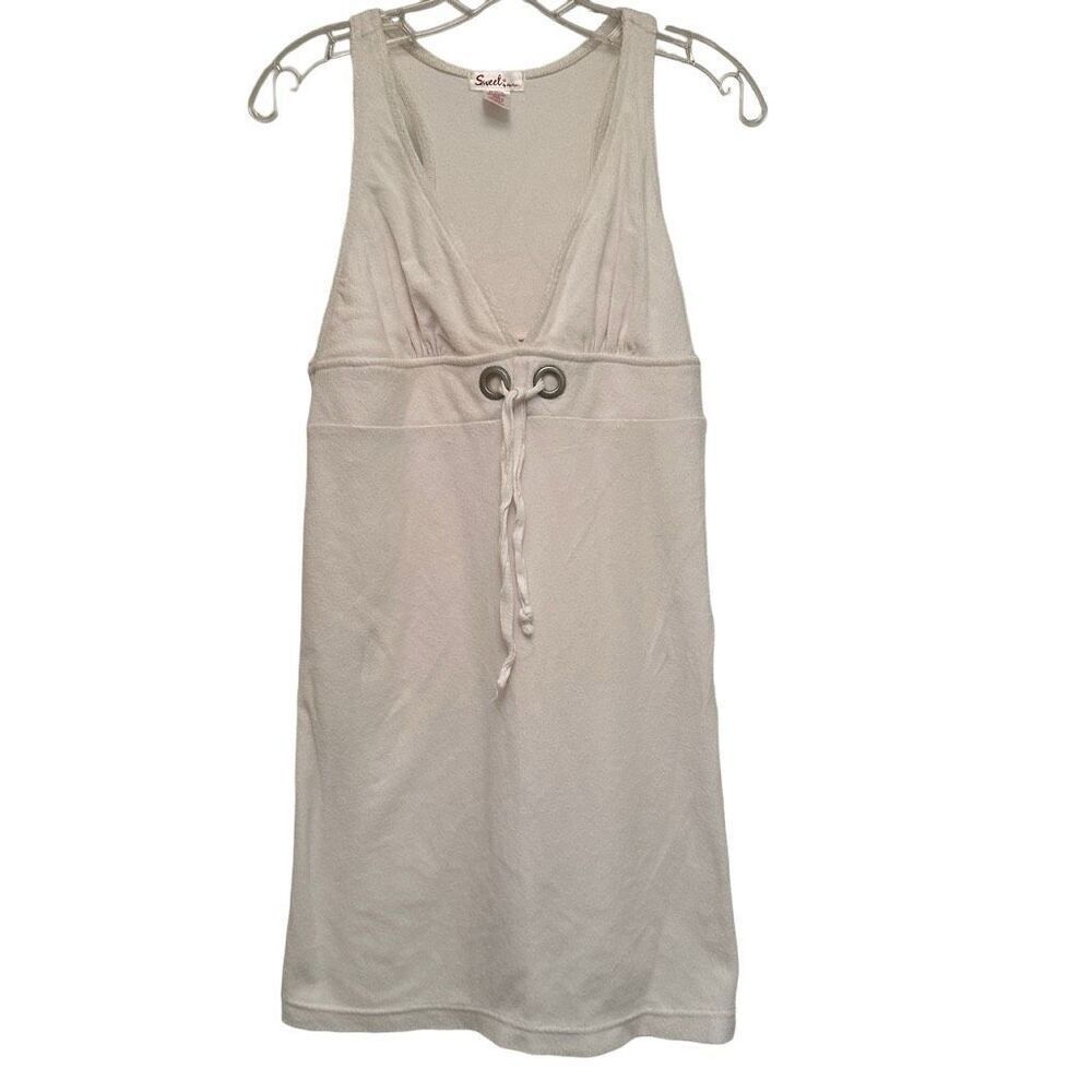 Sweet white terry cloth swim suit coverup - size s